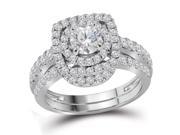 1.75 Ctw Diamond 14kt White Gold Womens Round Diamond Certified Double Halo Bridal Wedding Engagement Ring Band Set