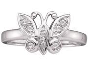 0.10 CTW Diamond 10kt White Gold Womens Round Diamond Butterfly Bug Cluster Ring 0.10 CTW Diamond 10kt White Gold Womens Round Diamond Butterfly Bug Cluster Ring