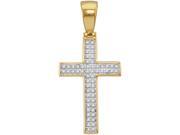 0.15 CTW Diamond 10kt Yellow Gold Mens Round Diamond Small Cross Faith Charm Pendant