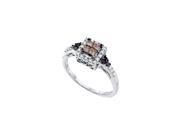 0.50 CTW Diamond 14kt White Gold Womens Princess Cognac-brown Colored Diamond Cocktail Ring 0.50 CTW Diamond 14kt White Gold Womens Princess Cognac-brown Colored Diamond Cocktail Ring