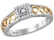 0.10 CTW Diamond 10kt Two tone Gold Womens Round Diamond Solitaire Bridal Wedding Engagement Ring