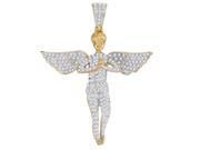 1 CTW Diamond 10kt Yellow Gold Mens Round Diamond Angel Wings Cherub Charm Pendant