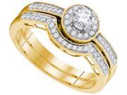 0.50 CTW Diamond 10kt Yellow Gold Womens Round Diamond Bridal Wedding Engagement Ring Band Set 0.50 CTW Diamond 10kt Yellow Gold Womens Round Diamond Bridal Wedding Engagement Ring Band Set