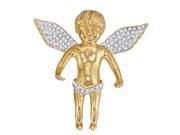 0.5 CTW Diamond 10kt Yellow Gold Mens Round Diamond Angel Wings Cherub Charm Pendant