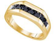 1.00 CTW Diamond 10kt Yellow Gold Mens Round Black Colored Diamond Band Wedding Anniversary Ring 1.00 CTW Diamond 10kt Yellow Gold Mens Round Black Colored Diamond Band Wedding Anniversary Ring