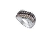 1.75 Ctw Diamond 14kt White Gold Womens Round Black Colored Diamond Striped Crossover Band Ring 1.75 Ctw Diamond 14kt White Gold Womens Round Black Colored Diamond Striped Crossover Band Ring