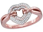0.20 CTW Diamond 10kt Rose Gold Womens Round Diamond Heart Love Ring