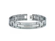 High Polished Tungsten Carbide Id Bracelet With 7 CZs Inlay