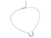 Sterling Silver Rhodium Plated CZ Horseshoe Anklet 9 1 Size 9