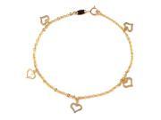 14k Yellow Gold Flat Heart Charms Rolo Chain Charm Bracelet 7