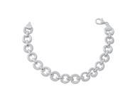 .925 Sterling Silver Circle Stripped And Plain Bracelet