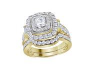 14kt Yellow Gold Womens Round Diamond Square Halo Bridal Wedding Engagement Ring Band Set 2.00 Cttw (Ring Size 11) 14kt Yellow Gold Womens Round Diamond Square Halo Bridal Wedding Engagement Ring Band Set 2.00 Cttw (Ring Size 11)