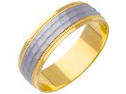 18K Yellow and White Solid Gold Unique Regular Fit Men's and Women's Wedding Band Ring - 6mm 18K Yellow and White Solid Gold Unique Regular Fit Men's and Women's Wedding Band Ring - 6mm