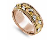 14K Tri Color Solid Gold Basket Braid Comfort Fit Men's and Women's Wedding Band Ring - 8.5mm 14K Tri Color Solid Gold Basket Braid Comfort Fit Men's and Women's Wedding Band Ring - 8.5mm