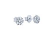 .925 Sterling Silver Pave CZ Round Post Earrings .925 Sterling Silver Pave CZ Round Post Earrings