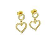 .925 Sterling Silver Gold Plated Heart And Circle Outline CZ Pave Earrings .925 Sterling Silver Gold Plated Heart And Circle Outline CZ Pave Earrings