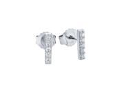 .925 Sterling Silver Rhodium Plated 10mm CZ Bar Stud Earrings .925 Sterling Silver Rhodium Plated 10mm CZ Bar Stud Earrings