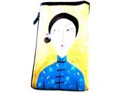 iPurse® Hand Painted on silk Tai Tai Blue Pouch Wallet Phone case evening purse