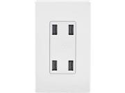 LEVITON USB4P W 4 Port 4.2 Amp USB Charger Wall Plate White