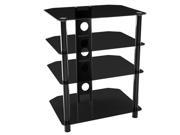 MI 867 Mount it! Contemporary Multi Level Media Component Stand with Four Black Silk Glass Shelves