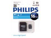 PHILIPS FM16MA45B 27 Class 10 16GB microSDHC TM Card with Adapter PP Case