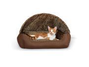 K H PET PRODUCTS 4042 Chocolate Leopard K H PET PRODUCTS THERMO HOODED PET LOUNGER BED CHOCOLATE LEOPARD 20 X 25 X 1