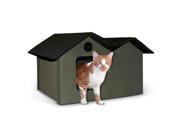 K H PET PRODUCTS 3973 Olive Black K H PET PRODUCTS HEATED OUTDOOR KITTY HOUSE EXTRA WIDE OLIVE BLACK 21.5 X 26.5