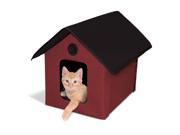 K H Pet Products Unheated Outdoor Kitty House Red Black 22 x 18 x 17