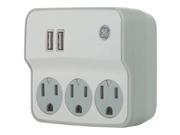 General Electric 32193 3 Outlet Current Wall Tap with USB Port