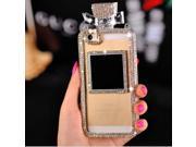 Bling Bling Set Auger Crystal Perfume Bottle Shaped with Chain Handbag Telephone Case Cover Bowknot Style Design for iPhone 4 Color White