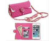 PU Leather Wallet Purse Phone Case Telephone Cover Card Holder Wallet with Detachable Long Strap for Samsung Galaxy Note 2 N7100 Color Rose
