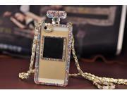 Luxurious Colorful Handmade Bling Bling Set Auger Bottle Telephone Case Protective Cover with Chain for iPhone 4S Color White
