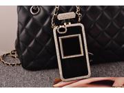 Handmade Bling Bling Set Auger Bottle Telephone Case Protective Cover with Chain for iPhone 4 Color Black