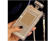 Handmade Bling Bling Set Auger Bottle Telephone Case Protective Cover with Chain for Samsung Galaxy S4 I9500 Color White