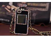 Luxurious Colorful Handmade Bling Bling Set Auger Bottle Telephone Case Protective Cover with Chain for iPhone 6 4.7 Color Black