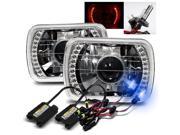 Modifystreet® 10000K H4 2 HID Red LED Ring H6014 H6052 H6054 7x6 Semi Sealed Beam Projector Headlights Conversion Kit Chrome Crystal