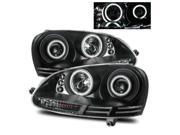 For 06 09 VW Golf GTI Jetta Rabbit MK5 CCFL Halo Projector Headlights Black