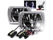 Modifystreet® 6000K H4 2 HID White LED Ring H6014 H6052 H6054 7x6 Semi Sealed Beam Headlights Conversion Kit Chrome Crystal