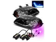 12000K HID For 96 98 Civic 2 3 4DR Black DRL LED Strip Projector Headlights Lamp