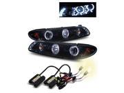4300K HID For 97 03 Grand Prix 1PC LED Halo Projector Headlights Glossy Black