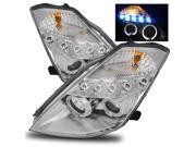 For 03 05 Nissan 350Z LED Angel Eye Halo Projector Headlights Lamps Chrome