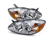 For 03 08 Toyota Corolla Chrome Clear Crystal Aftermarket Headlights Lamps Pair