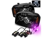 12000K HID For 01 04 Frontier Black Halo LED Eyelids Projector Headlights Lamps