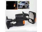 Modifystreet® For 03 07 Ford F250 F350 F450 F550 Super Duty Power Extendable Telescopic Towing Mirrors w Heat Defrost Amber Lens LED Signal