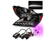 12000K HID For 10 12 Genesis 2DR Coupe LED DRL Strip Projector Headlights Black