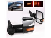 Modifystreet® For 07 13 Chevy Tahoe Power Extendable Telescopic Towing Mirrors w Heated Defrost Amber Lens Turn Signal Black Chrome