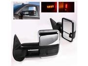 Modifystreet® For 99 02 Chevy Silverado Power Extendable Telescopic Towing Mirrors w Heated Defrost Amber Lens Turn Signal Black Chrome