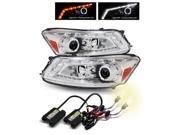 4300K HID For 08 12 Accord 4 Door Chrome Dual Halo Projector Headlights Lamps