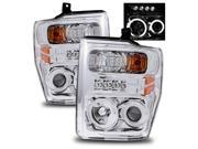 For 08 10 Ford F250 F350 F450 SuperDuty CCFL Halo Projector Headlights Chrome