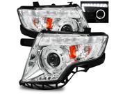 For 07 10 Ford Edge Halo Hi Power LED DRL Strip Projector Headlights Lamp Chrome